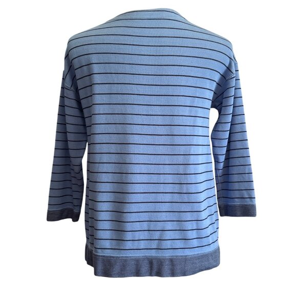 Lands End Reversible Blue Striped 3/4 Sleeve Top- Casual Everyday Size Small - Picture 3 of 7